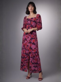 Vestido Nenúfar Granate Floral