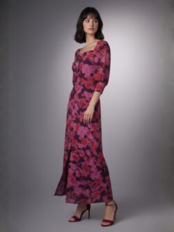 Vestido Nenúfar Granate Floral - Imagen 5