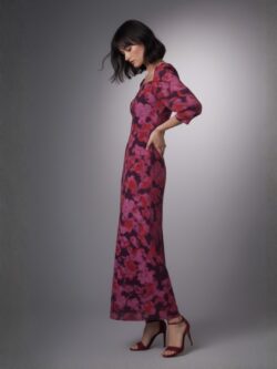 Vestido Nenúfar Granate Floral - Imagen 3