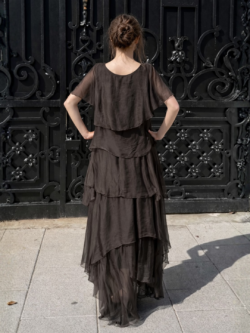 Vestido Largo de Seda Mousse Moka - Imagen 3