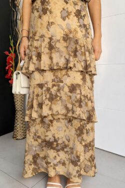 Falda Larga Volantes Estampada Vainilla - Imagen 2