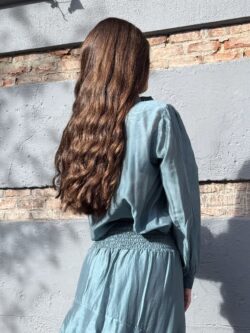 Falda Midi Aguamarina con Volantes - Imagen 5