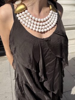Vestido Largo Ébano Chocolate con Volantes - Imagen 5