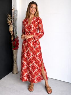  Vestido Midi Carmesí