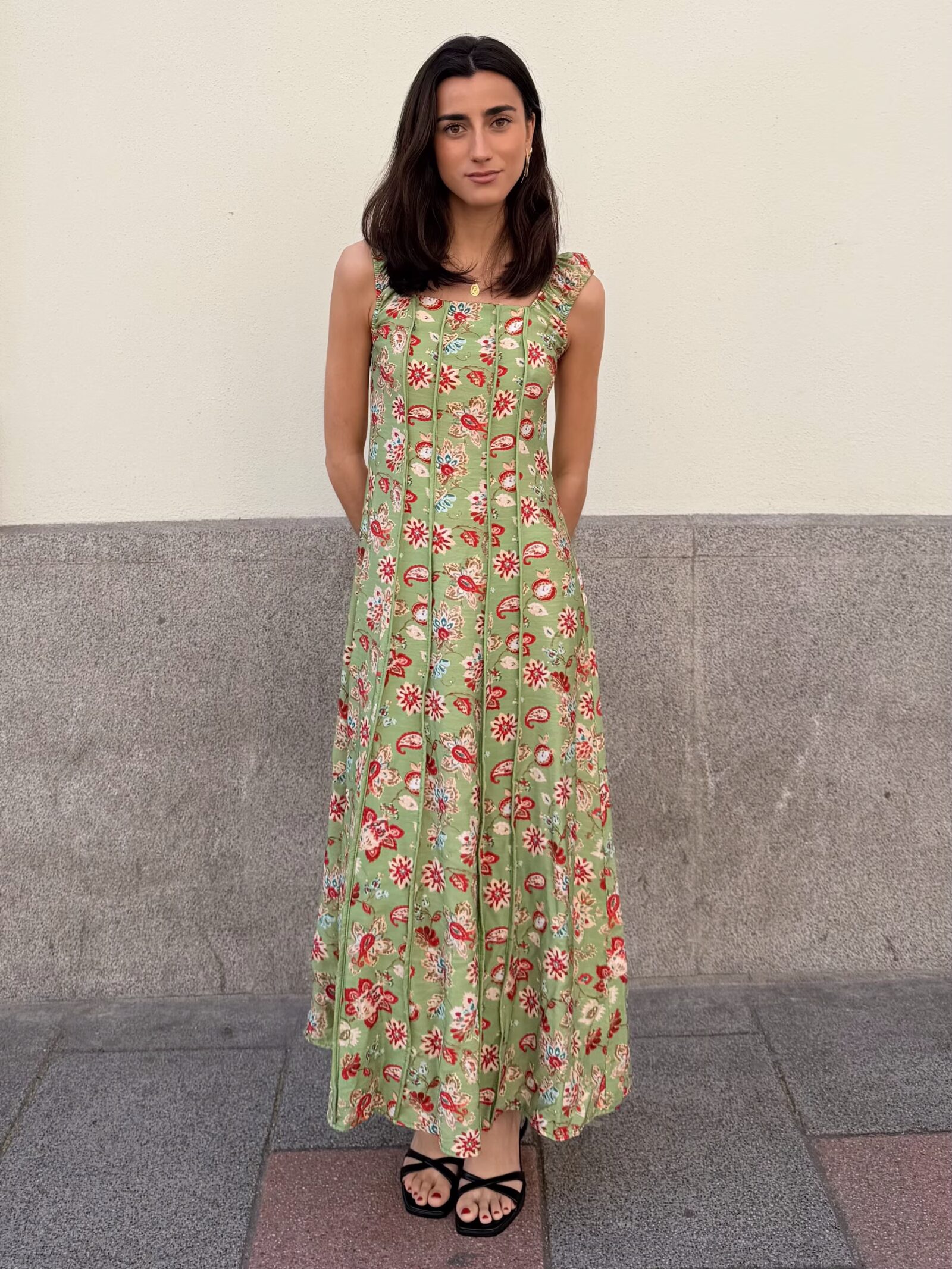 Vestido Midi Tirantes Oliva Silvestre