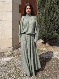 Falda Larga Verde Salvia Bordada - Imagen 4