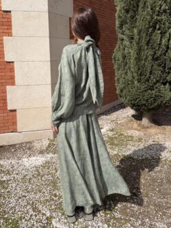 Falda Larga Verde Salvia Bordada - Imagen 2