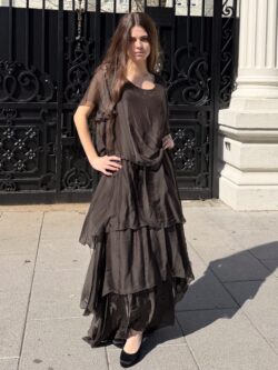 Vestido Largo de Seda Mousse Moka