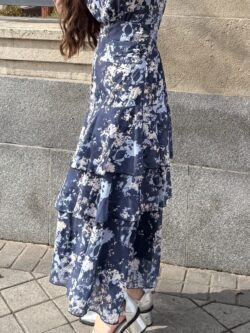 Vestido Largo Volantes Gota Tonos Marinos - Imagen 9