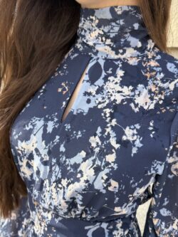 Vestido Largo Volantes Gota Tonos Marinos - Imagen 7