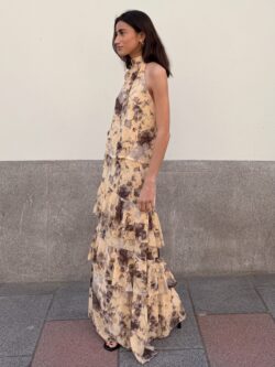 Falda Larga Volantes Estampada Vainilla - Imagen 4