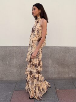Falda Larga Volantes Estampada Vainilla - Imagen 2