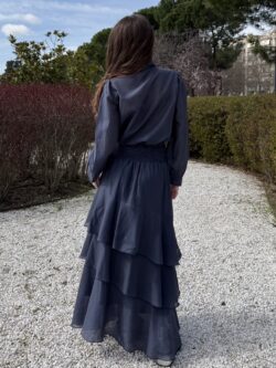 Falda Midi Azul Tinta con Volantes - Imagen 2