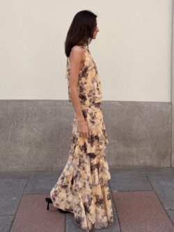 Falda Larga Volantes Estampada Vainilla - Imagen 6