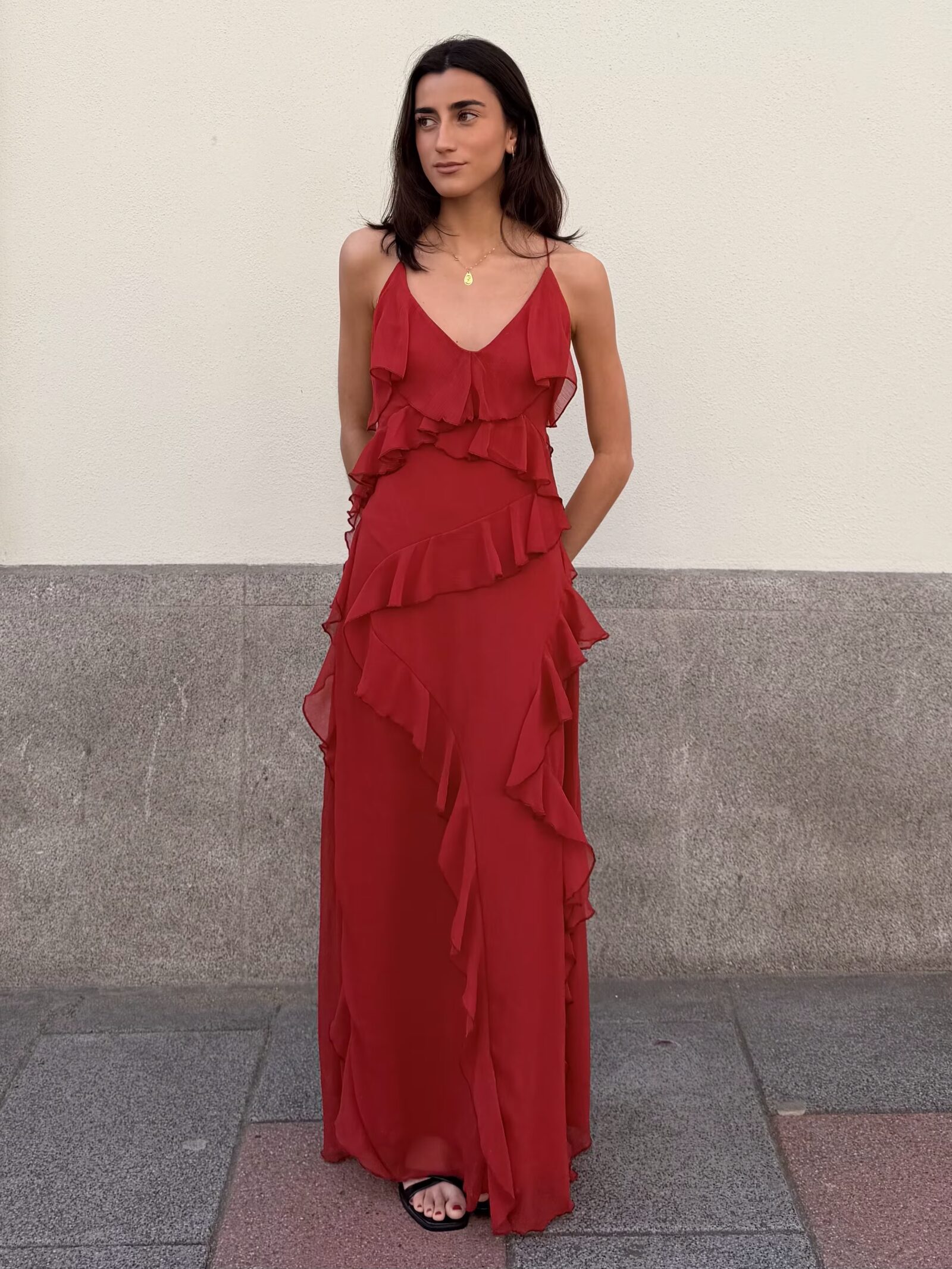 Vestido Largo Volantes Amapola