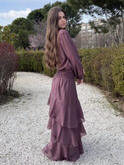 Falda Midi Ciruela con Volantes - Imagen 3