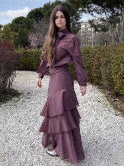 Blusa Satinada Ciruela con Lazo - Imagen 2