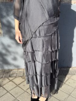 Falda Larga Gris Humo de Seda - Imagen 2