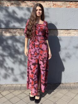 Vestido Nenúfar Granate Floral