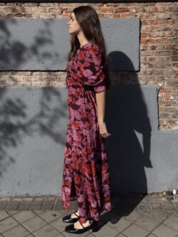 Vestido Nenúfar Granate Floral - Imagen 4