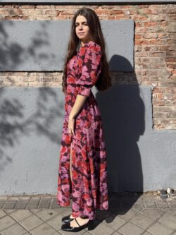 Vestido Nenúfar Granate Floral - Imagen 2