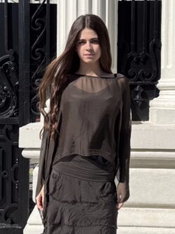 Blusa de Seda Marrón Chocolate
