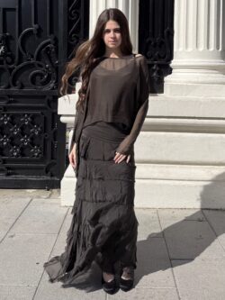 Blusa de Seda Marrón Chocolate - Imagen 4