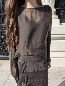 Blusa de Seda Marrón Chocolate - Imagen 2