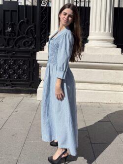 Vestido Midi Vichy Azul Cielo - Imagen 4