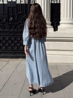 Vestido Midi Vichy Azul Cielo - Imagen 5