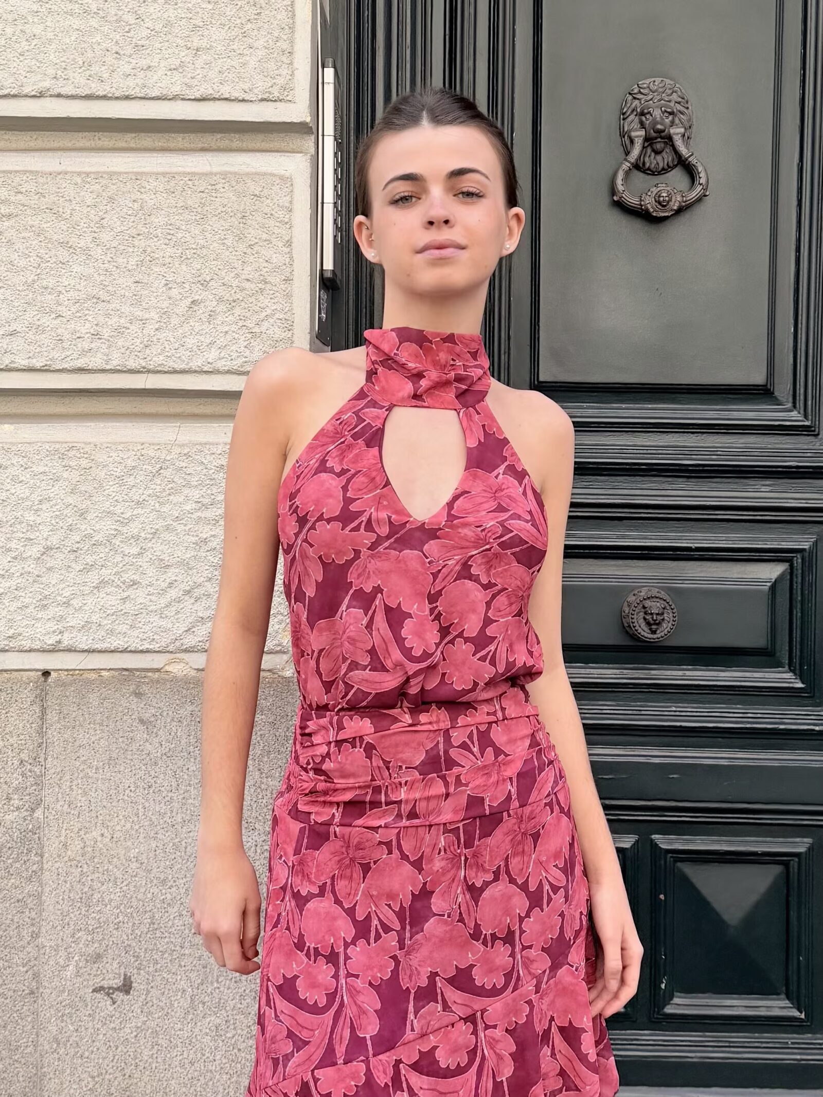 Blusa Halter Estampada Peonía