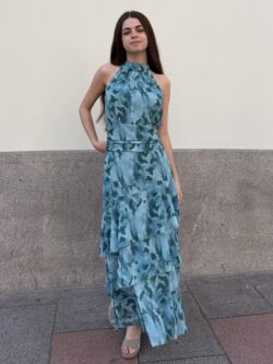 Vestido Largo Halter Volantes Posidonia - Imagen 3