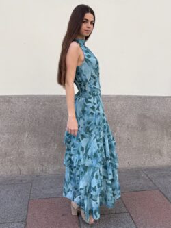 Vestido Largo Halter Volantes Posidonia - Imagen 2