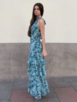 Vestido Largo Halter Volantes Posidonia - Imagen 5
