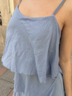 Vestido Largo Volantes Azul Bruma - Imagen 7