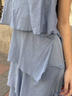 Vestido Largo Volantes Azul Bruma - Imagen 8