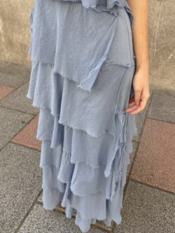 Vestido Largo Volantes Azul Bruma - Imagen 9