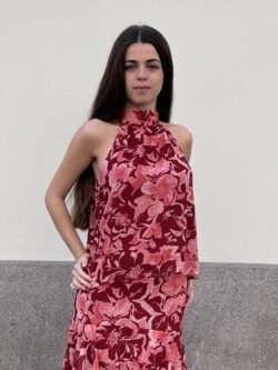 Blusa Halter Estampada Peonía