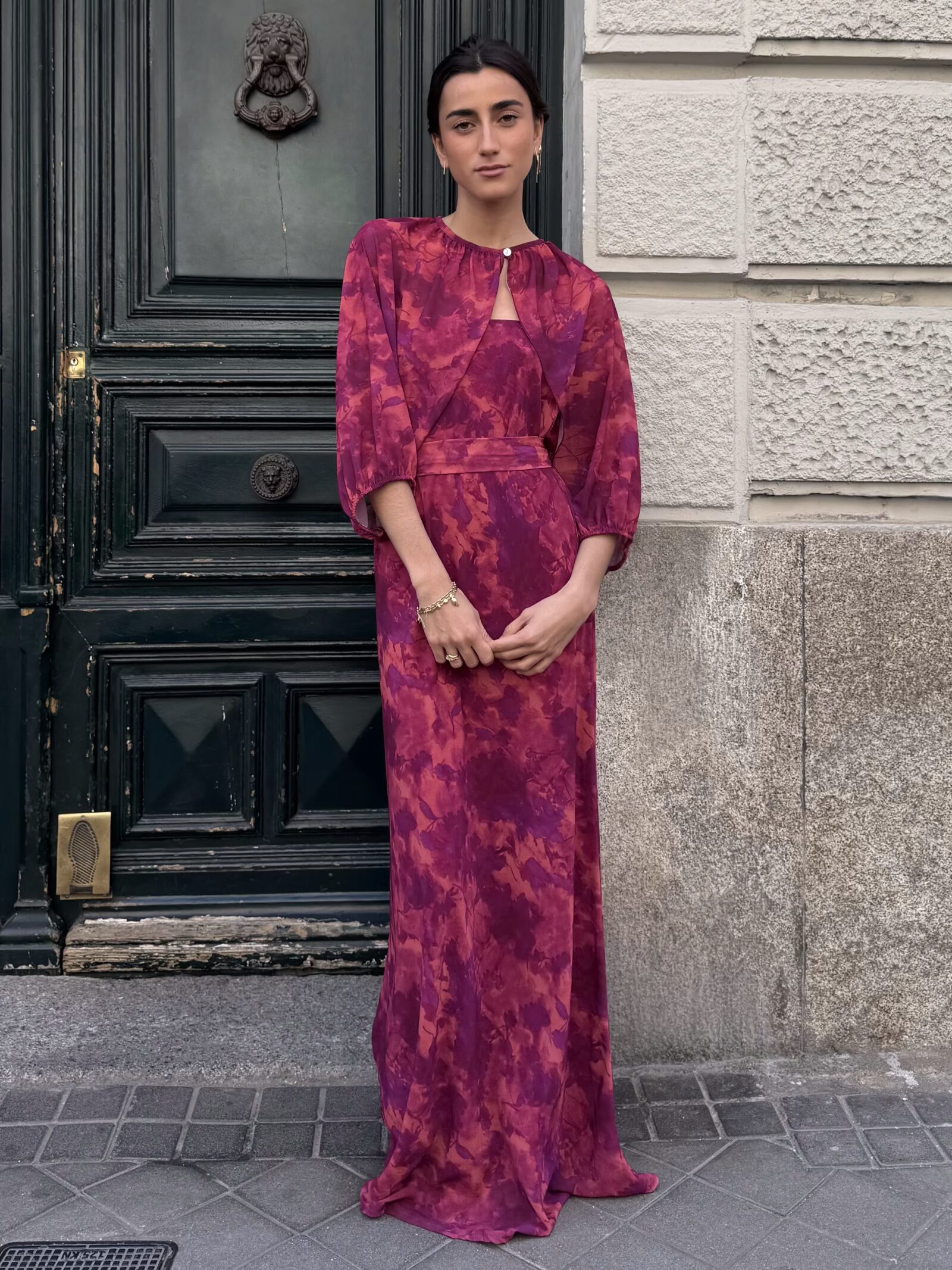 Vestido Palabra de Honor Coral Frambuesa