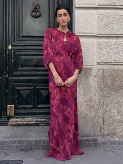 Vestido Palabra de Honor Coral Frambuesa