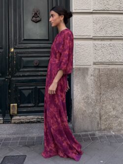 Vestido Palabra de Honor Coral Frambuesa - Imagen 3