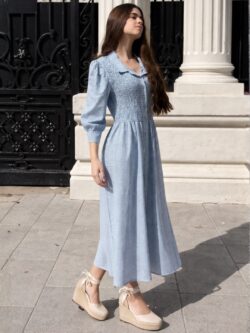 Vestido Midi Vichy Azul Cielo