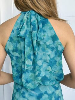 Blusa Halter Estampada Verde Agua - Imagen 3