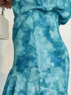 Falda Larga Volantes Estampada Verde Agua - Imagen 4