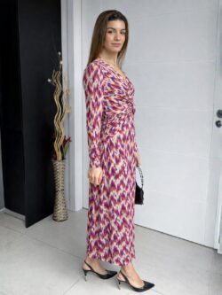 Vestido Estampado Frambuesa y Teja - Imagen 3