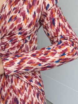 Vestido Estampado Frambuesa y Teja - Imagen 5