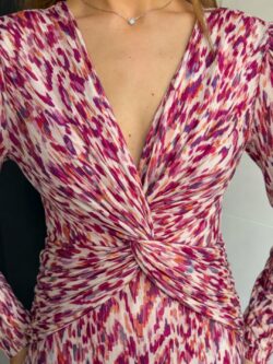 Vestido Estampado Frambuesa y Teja - Imagen 4