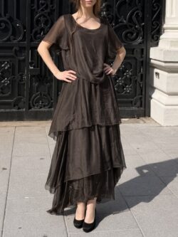 Vestido Largo de Seda Mousse Moka - Imagen 2