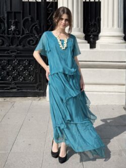 Vestido Largo de Seda Laguna