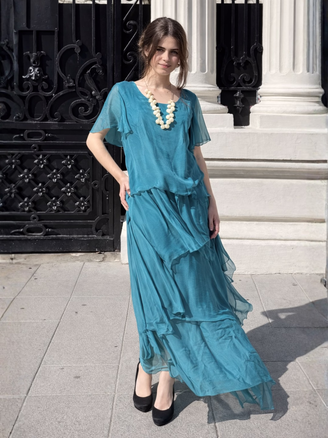 Vestido Largo de Seda Laguna